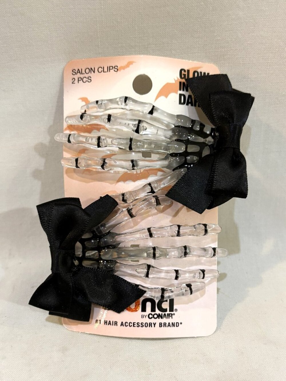 Pair of Halloween Hair Clips by Conair Glows in the Dark